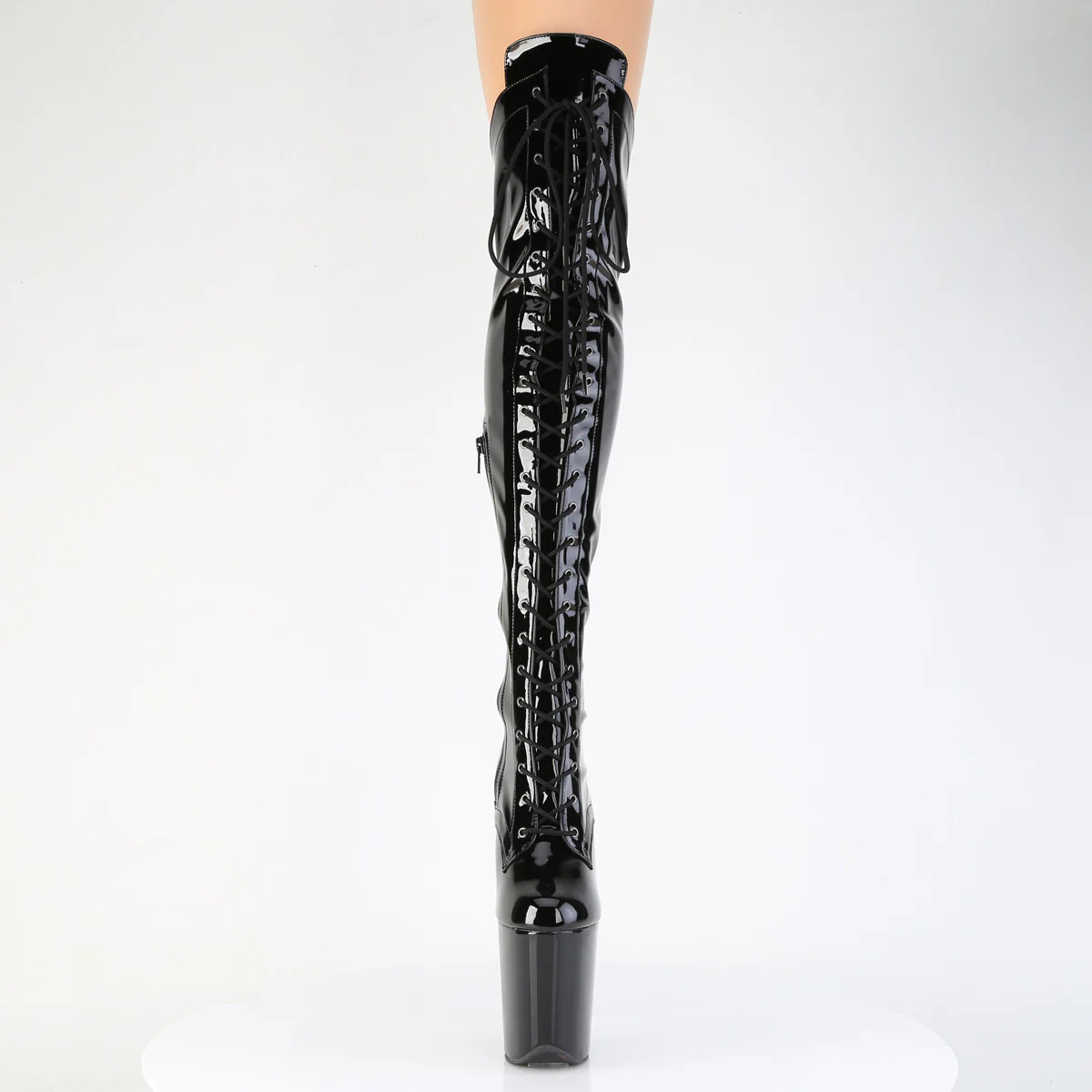 Black Patent 8 Inch Exotic Dance Thigh High boots - Pleaser FLAMINGO-3014 - Image 2