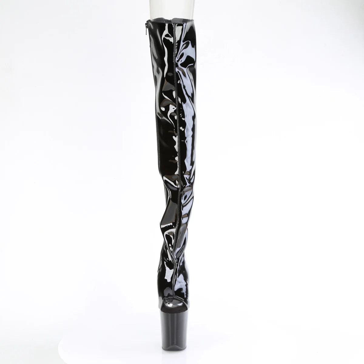 Black Patent 8 Inch Exotic Dancing Thigh Length Boots - Pleaser FLAMINGO-3017 - Image 2