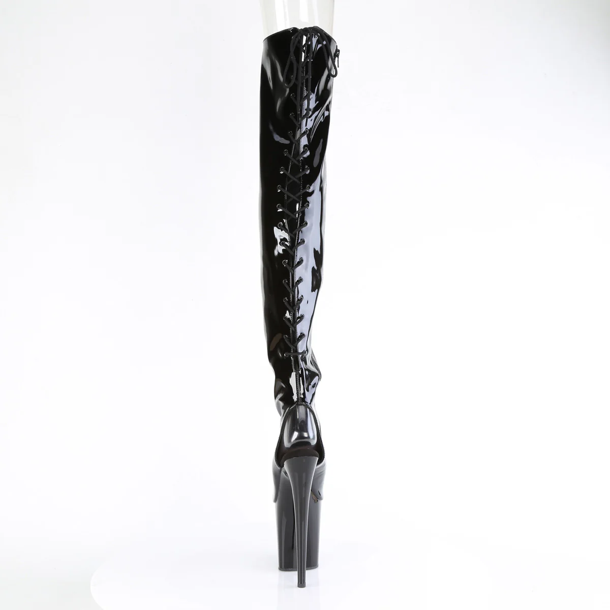 Black Patent 8 Inch Exotic Dancing Thigh Length Boots - Pleaser FLAMINGO-3017 - Image 4