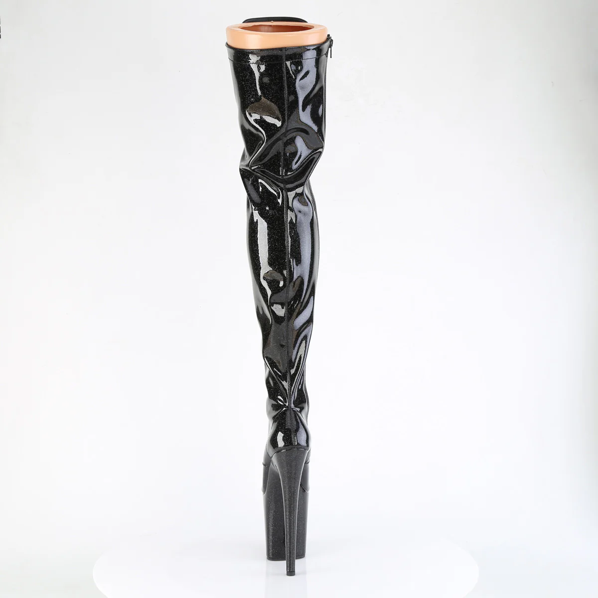 Black Glitter 8 Inch Platform Dancer Thigh Length Boots -  Pleaser FLAMINGO-3020GP - Image 4