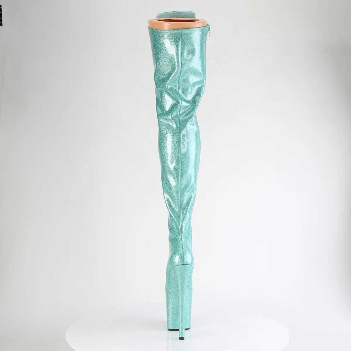 Aqua Glitter 8 Inch Platform Pole Thigh Length Boots -  Pleaser FLAMINGO-3020GP - Image 4