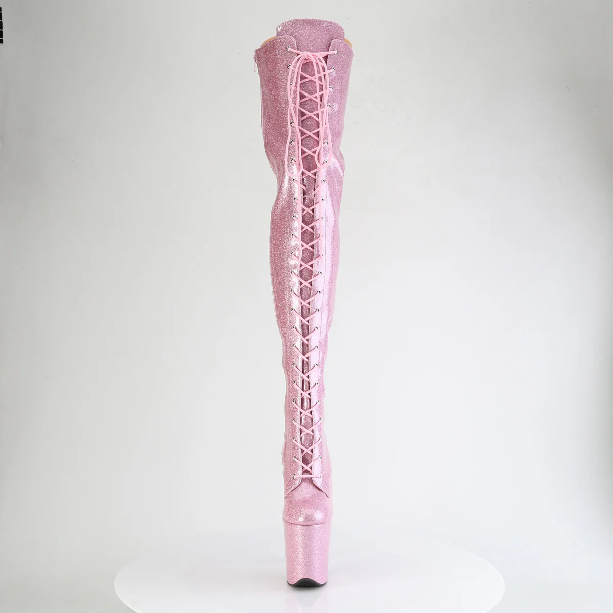 Baby Pink Glitter 8 Inch Dancer Platform Thigh High boots - Pleaser FLAMINGO-3020GP - Image 2