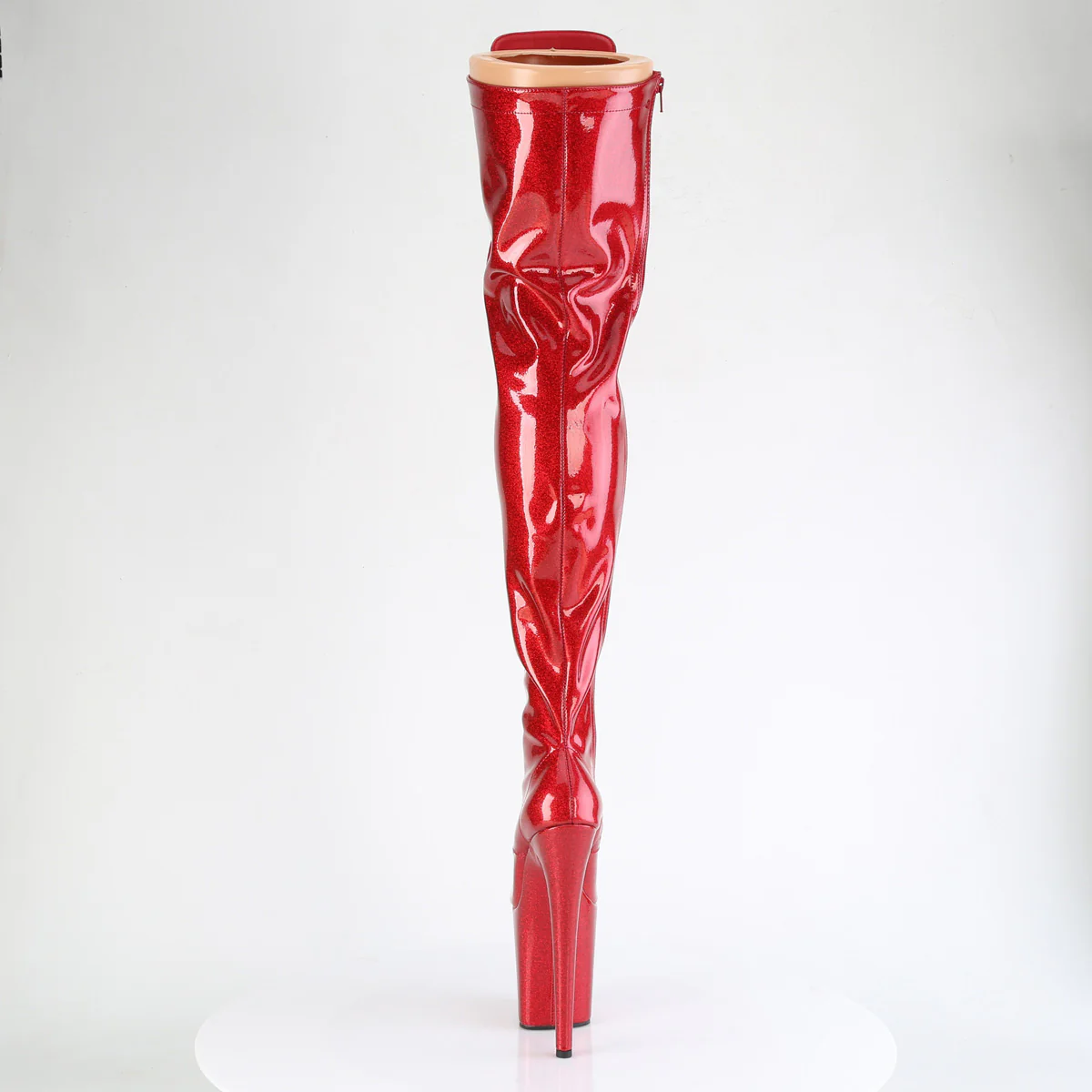 Red Glitter 8 Inch Exotic Dancing Thigh Length Boots - Pleaser FLAMINGO-3020GP - Image 4