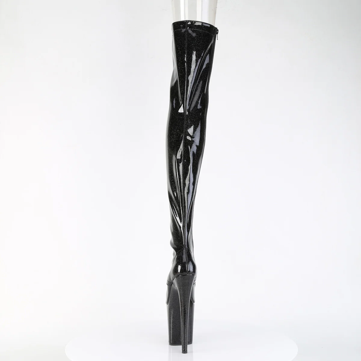 Black Glitter 8 Inch Platform Dancer Thigh Length Boots - Pleaser FLAMINGO-3021GP - Image 4