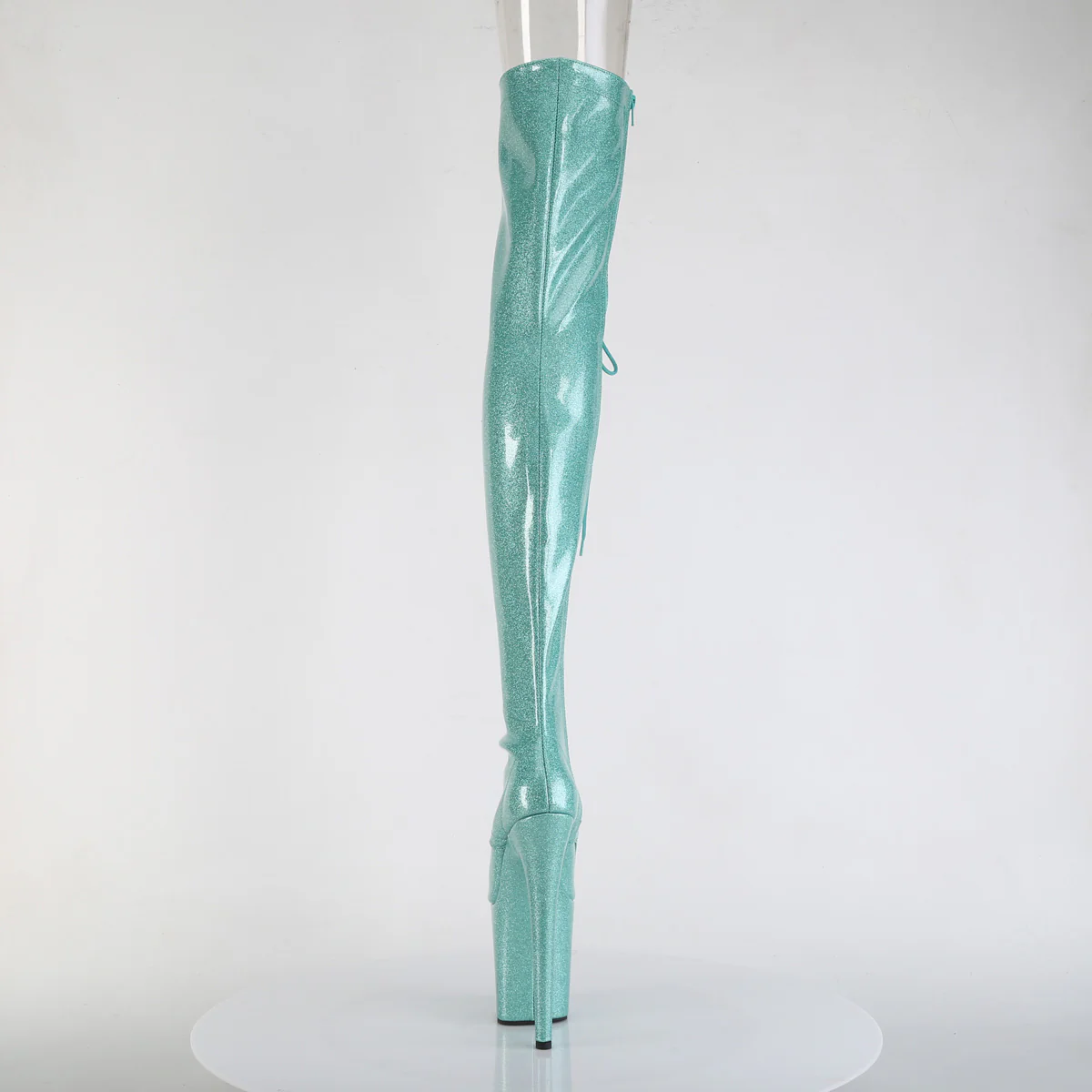 Aqua Glitter 8 Inch Platform Pole Thigh Length Boots - Pleaser FLAMINGO-3021GP - Image 4