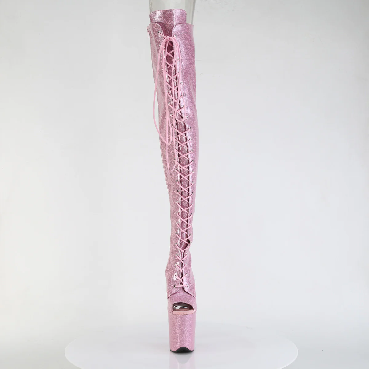 Baby Pink Glitter 8 Inch Dancer Platform Thigh High boots - Pleaser FLAMINGO-3021GP - Image 2