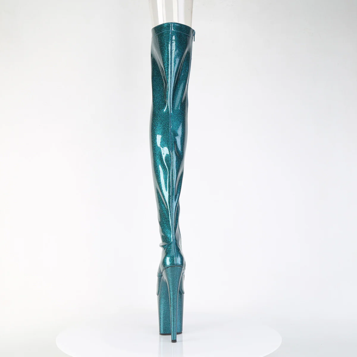 Teal Glitter 8 Inch Platform Pole Thigh Length Boots -  Pleaser FLAMINGO-3021GP - Image 4