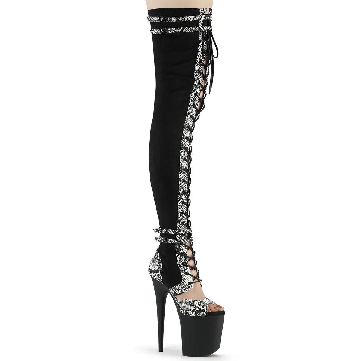 Black 8 Inch Pole Dancing Thigh High boots - Pleaser FLAMINGO-3027SP