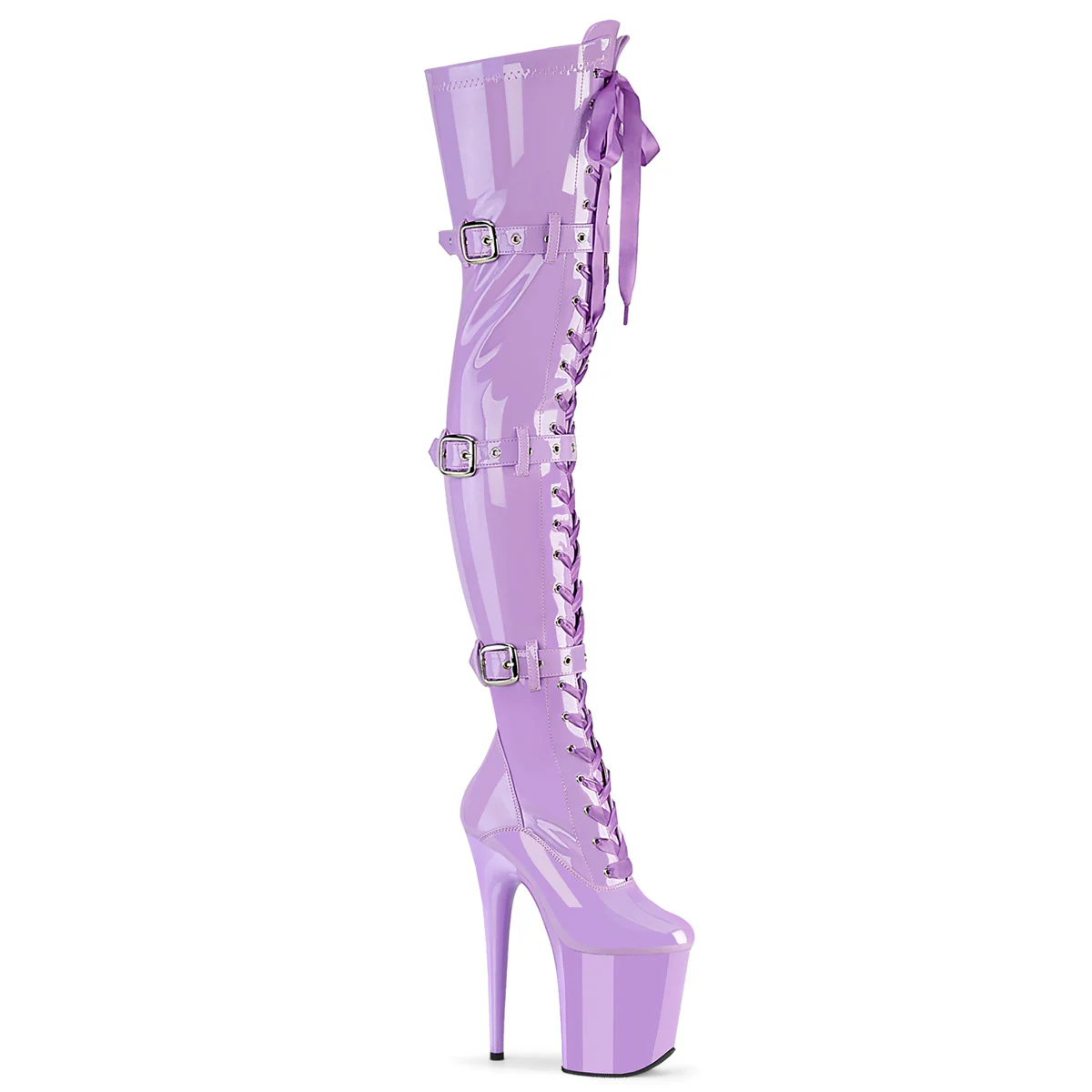 Lavender 8 Inch Dancer Platform Thigh Length Boots -  Pleaser FLAMINGO-3028