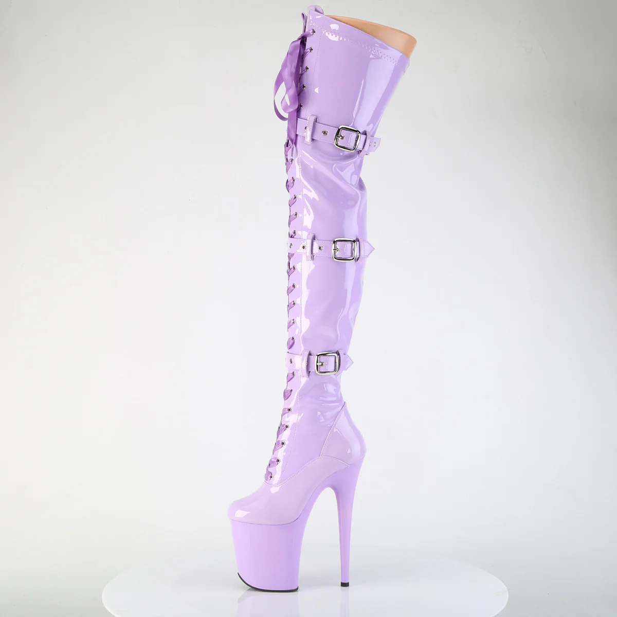 Lavender 8 Inch Dancer Platform Thigh Length Boots -  Pleaser FLAMINGO-3028 - Image 3