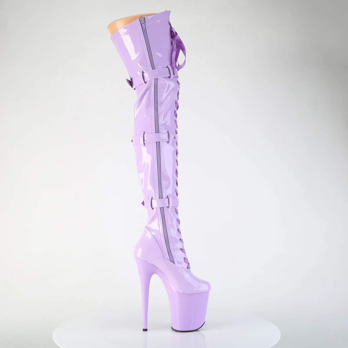Lavender 8 Inch Dancer Platform Thigh Length Boots -  Pleaser FLAMINGO-3028 - Image 5