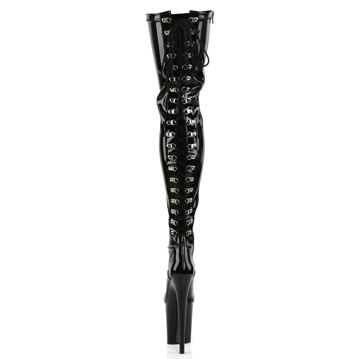 Black Patent 8 Inch Pole Dance Thigh High boots -  Pleaser FLAMINGO-3063 - Image 4
