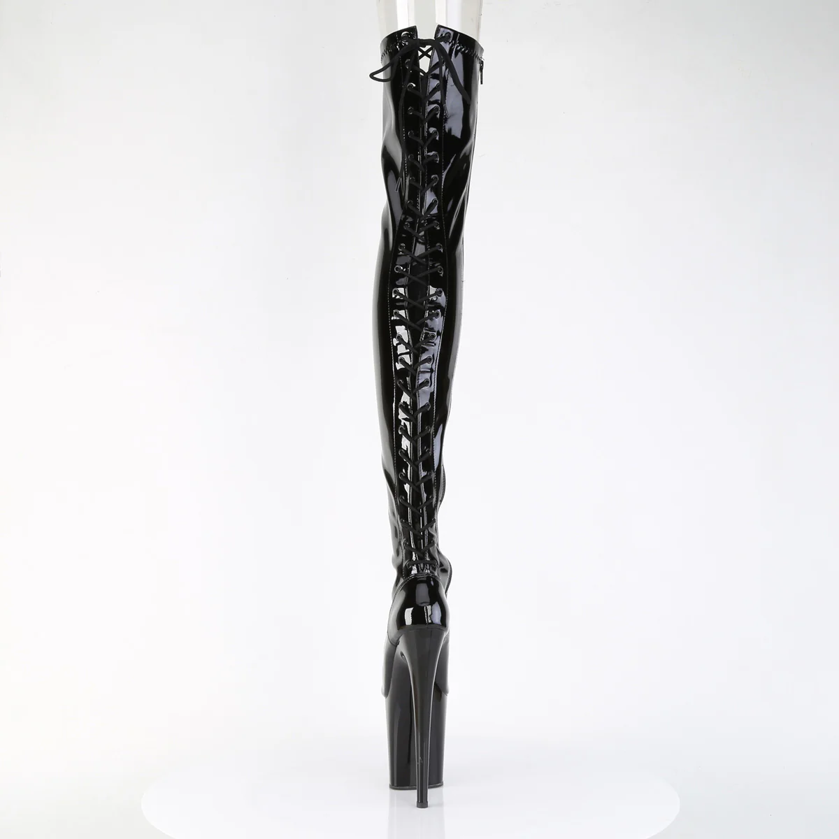 Black Patent 8 Inch Strippers Thigh High boots - Pleaser FLAMINGO-3850 - Image 4
