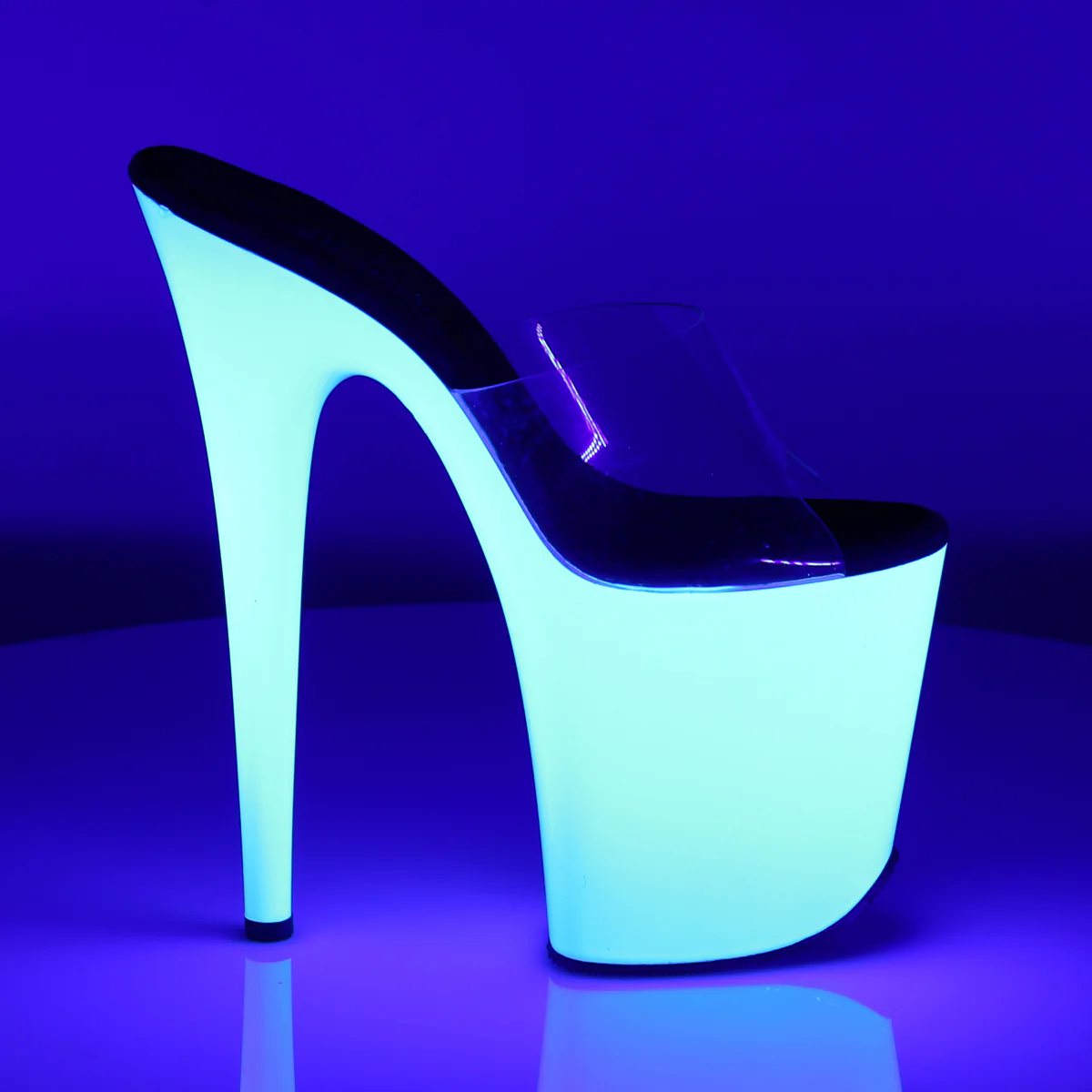 Neon White 8 Inch Strippers Platform Shoes - Pleaser FLAMINGO-801UV - Image 5