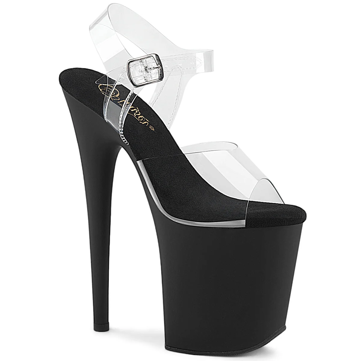 Clear Black 8 Inch Exotic Dancer Platform Shoes -  Pleaser FLAMINGO-808