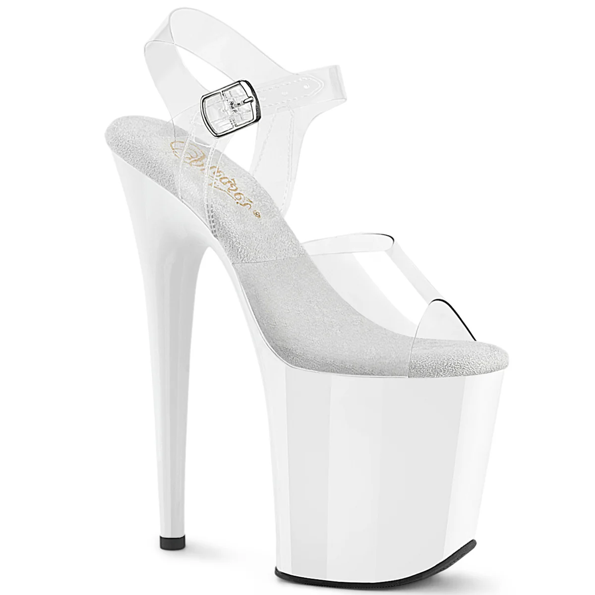 White 8 Inch Pole Dancing Platform Shoes -  Pleaser FLAMINGO-808