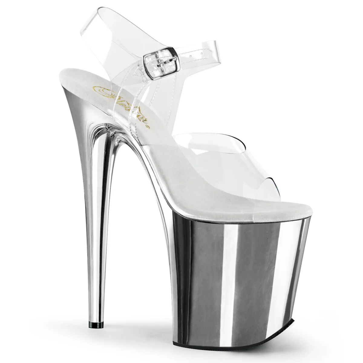 Silver Chrome 8 Inch Exotic Dancer Platform Shoes - Pleaser FLAMINGO-808