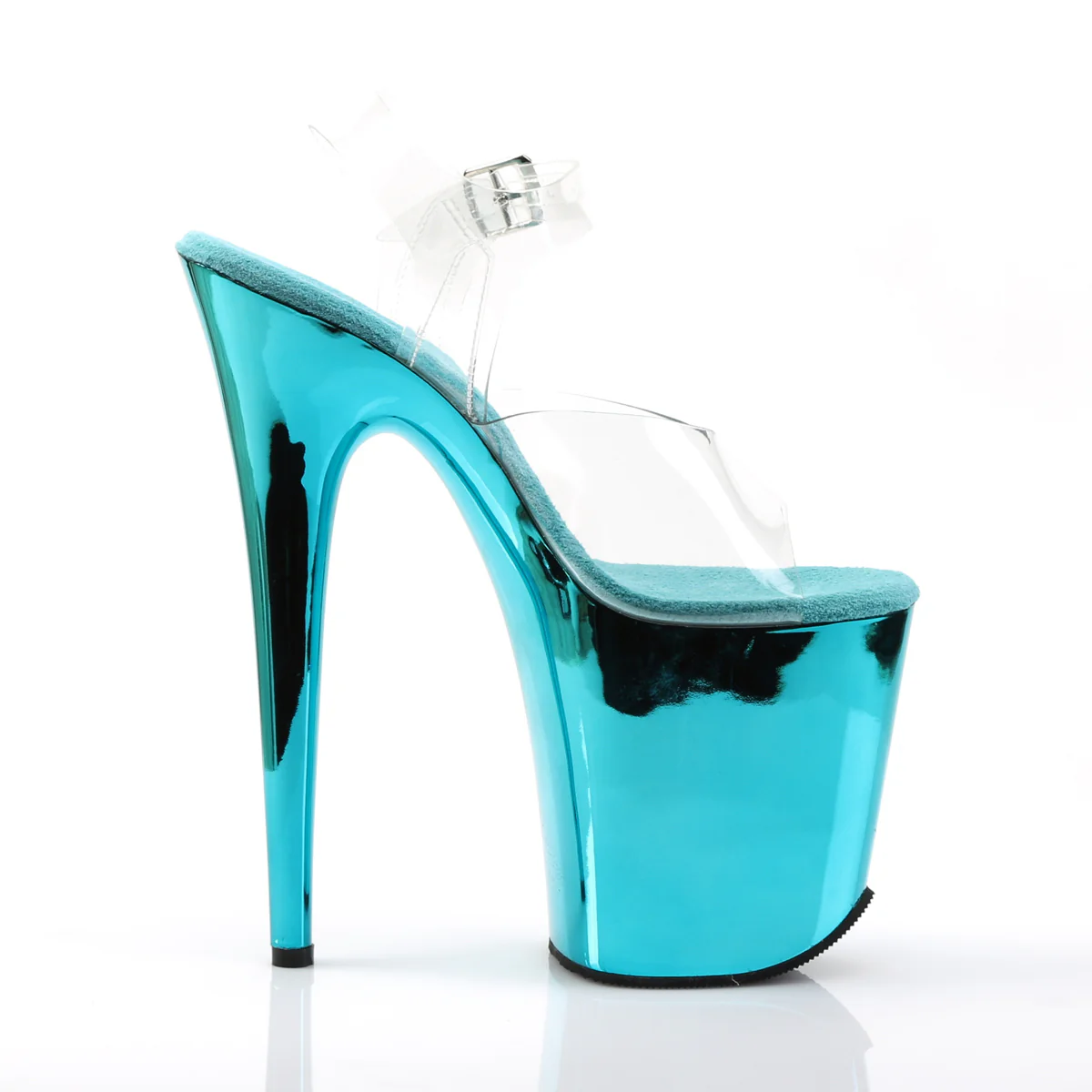 Turquoise  Chrome 8 Inch Pole Heels Platform Shoes -  Pleaser FLAMINGO-808 - Image 5