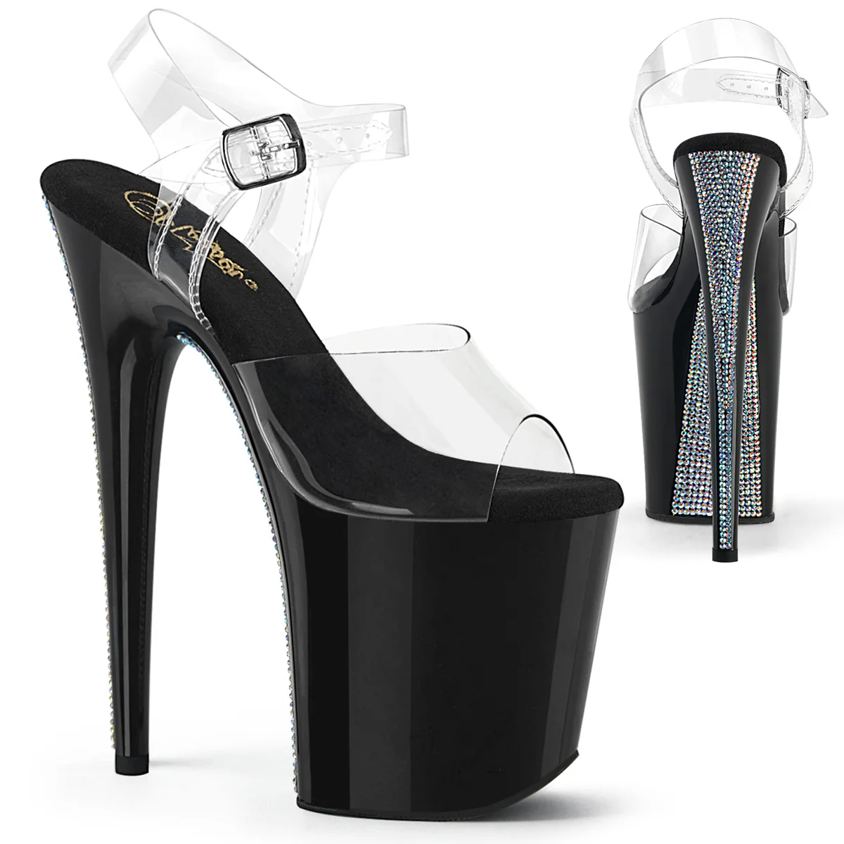 Clear Black 8 Inch Dancer Platform Platform Shoes - Pleaser FLAMINGO-808CRS-2