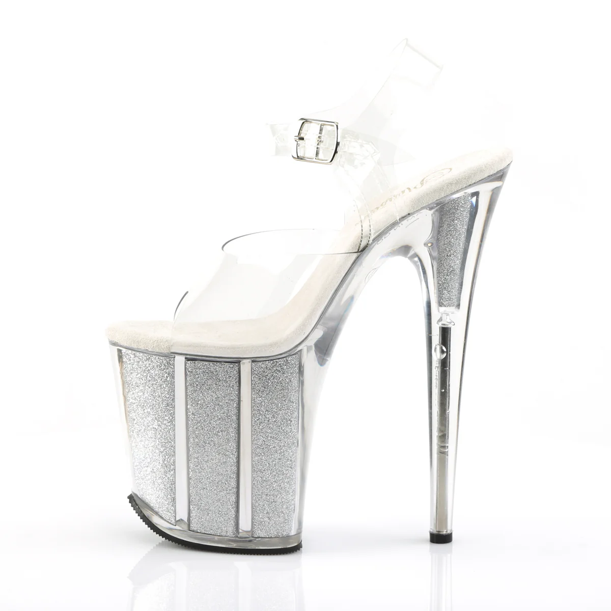Silver Glitter 8 Inch Pole Dance Platform Shoes - Pleaser FLAMINGO-808G - Image 3