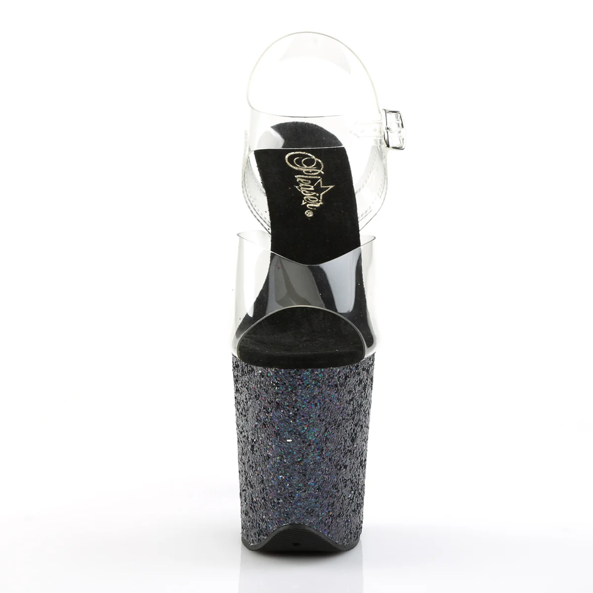 Black Glitter 8 Inch Pole Dancer Platform Shoes -  Pleaser FLAMINGO-808LG - Image 2