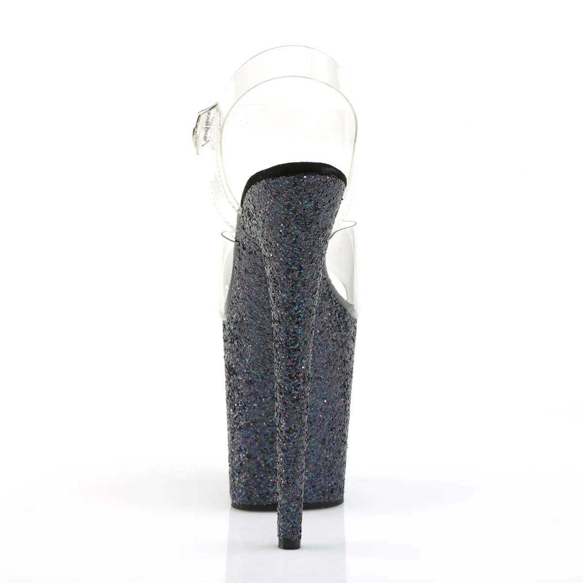 Black Glitter 8 Inch Pole Dancer Platform Shoes -  Pleaser FLAMINGO-808LG - Image 4