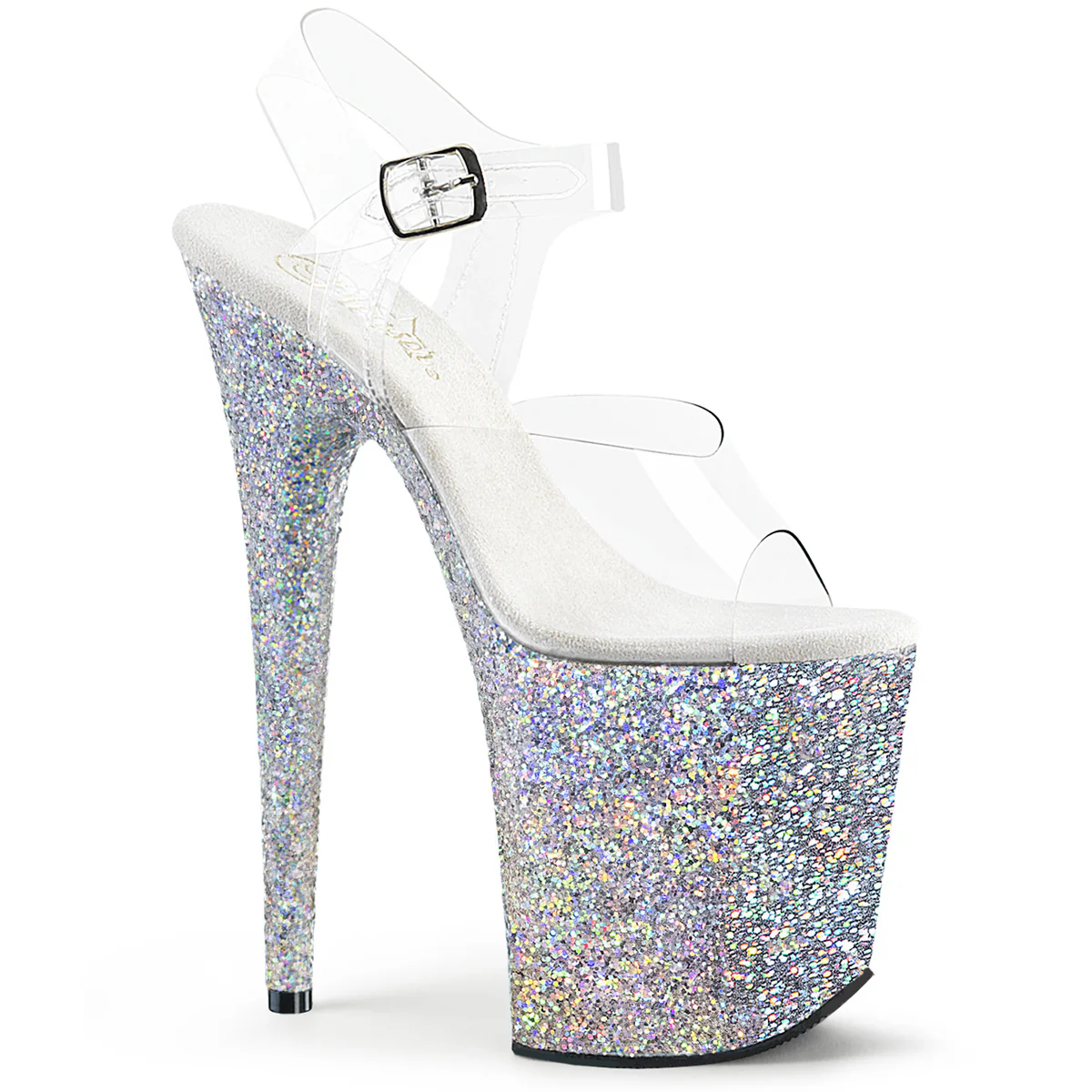 Silver Glitter 8 Inch Pole Dance Platform Shoes - Pleaser FLAMINGO-808LG - Image 6