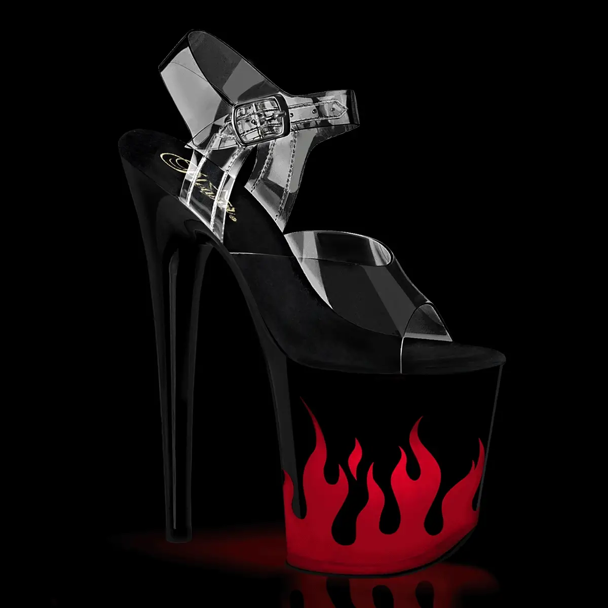 Black Red 8 Inch Sexy Platform Pole Heels -  Pleaser FLAMINGO-808NLFL