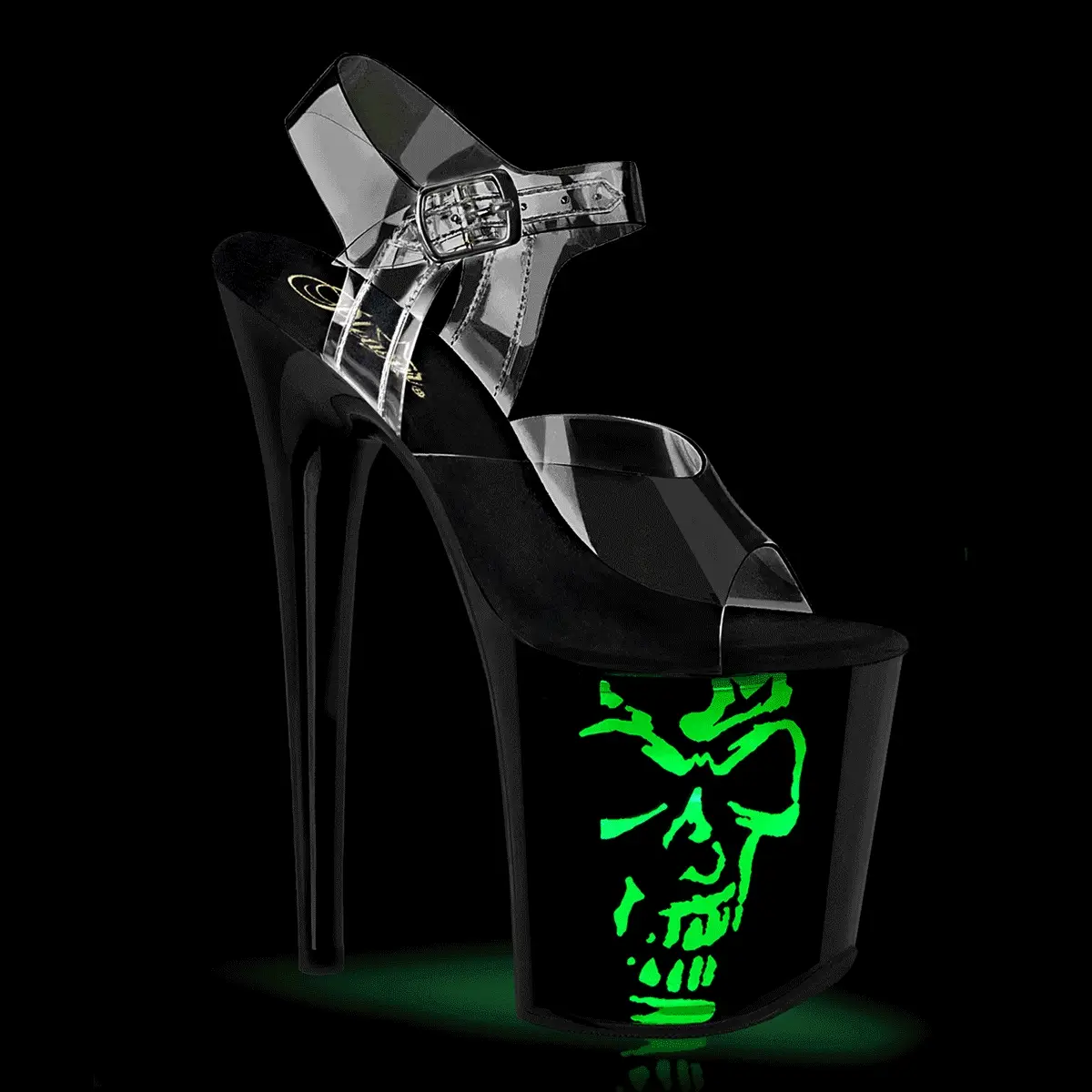 Clear Black 8 Inch High Dancers Pole Heels - Pleaser FLAMINGO-808NLSK