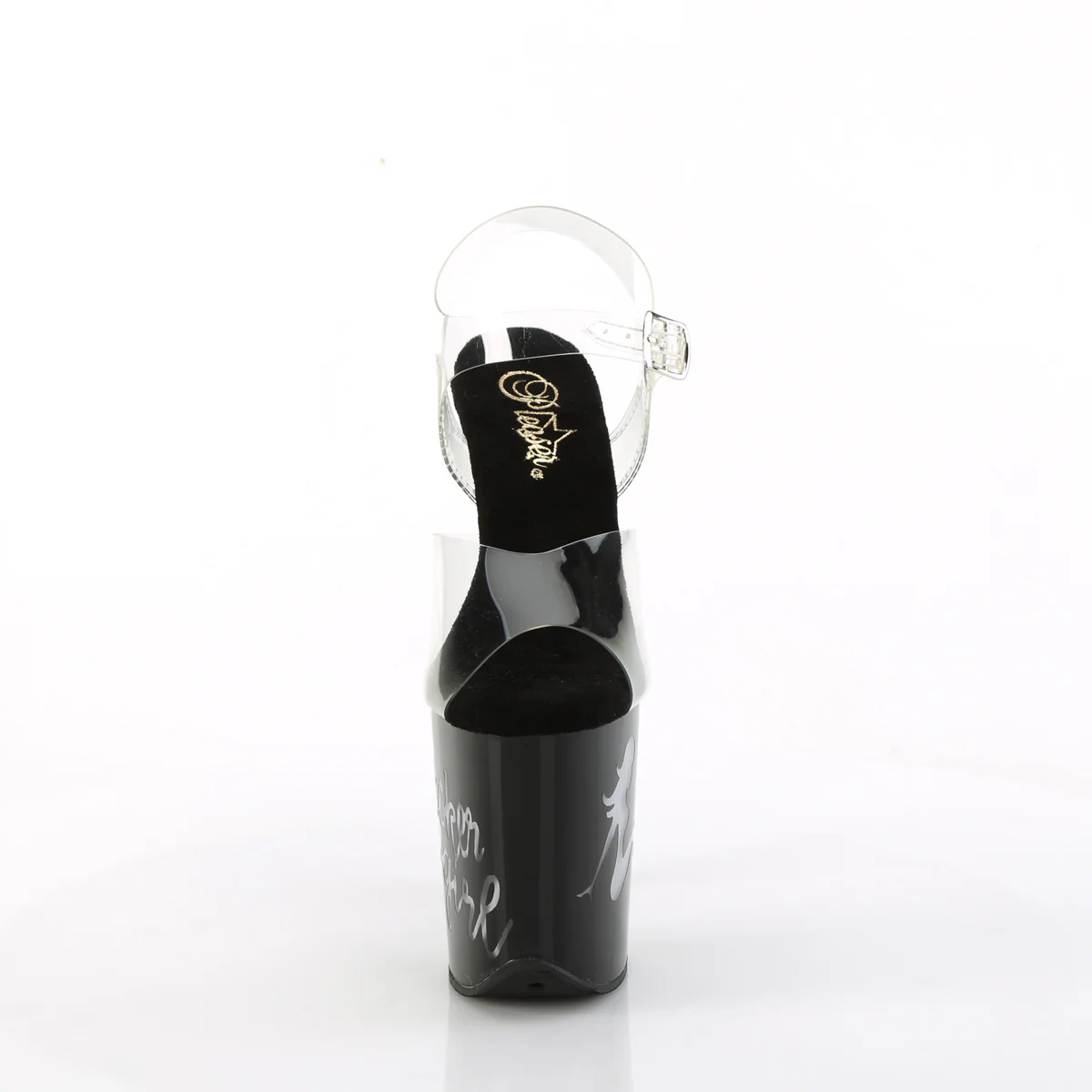 Clear Black 8 Inch Statement Dancer Pole Heels - Pleaser FLAMINGO-808NLTG - Image 2