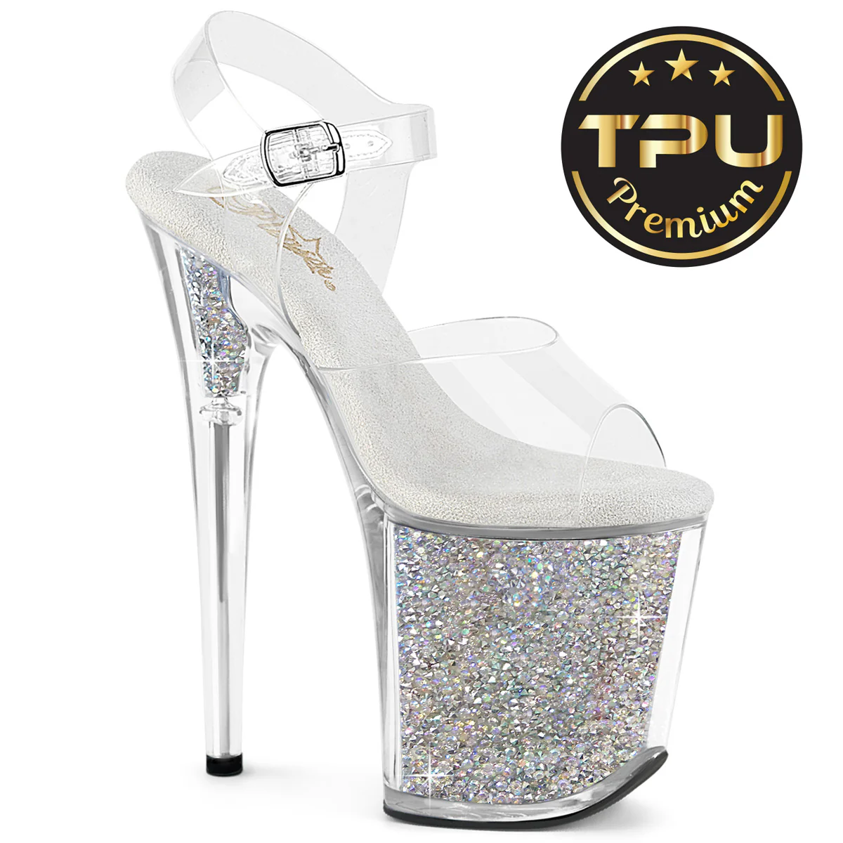 Clear Bling 8 Inch Performance High Pole Heels - Pleaser FLAMINGO-808PREM-RSI