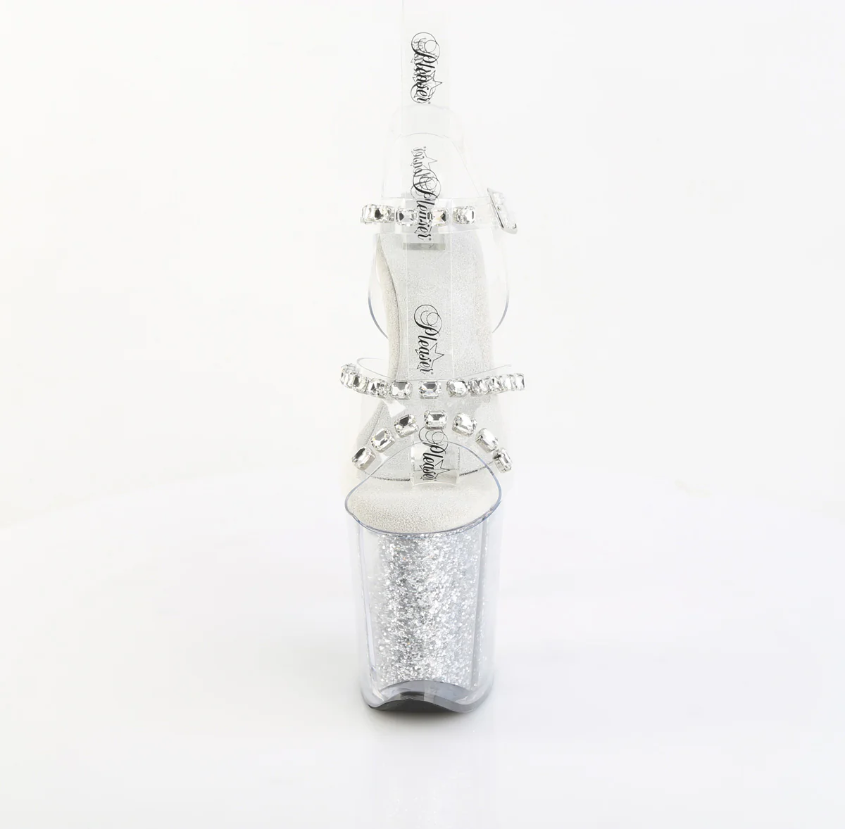 Clear Silver 8 Inch Platform Sexy Pole Heels - Pleaser FLAMINGO-808PREM-STN - Image 2