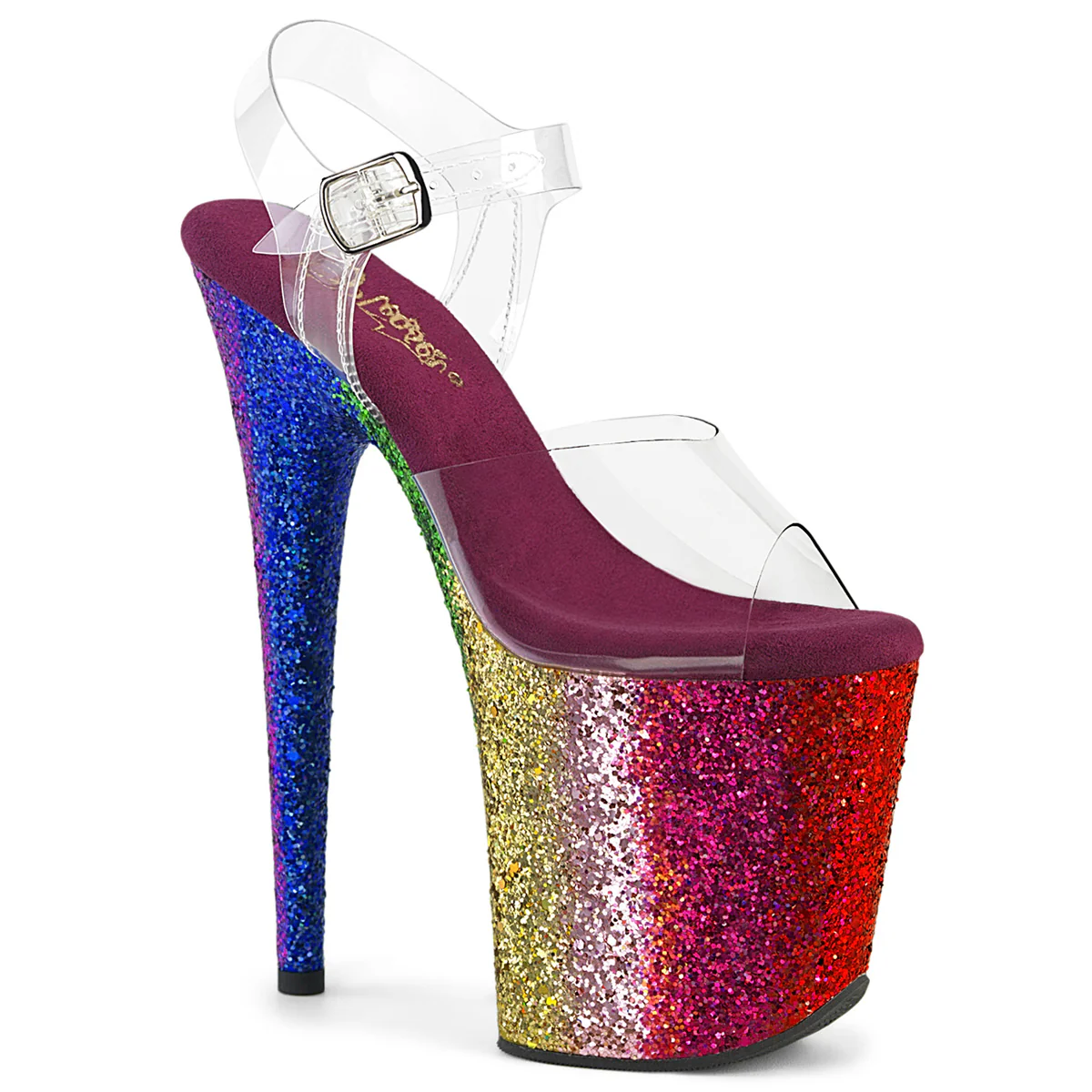 Rainbow Glitter 8 Inch Exotic Dancing Pole Heels - Pleaser FLAMINGO-808RBG