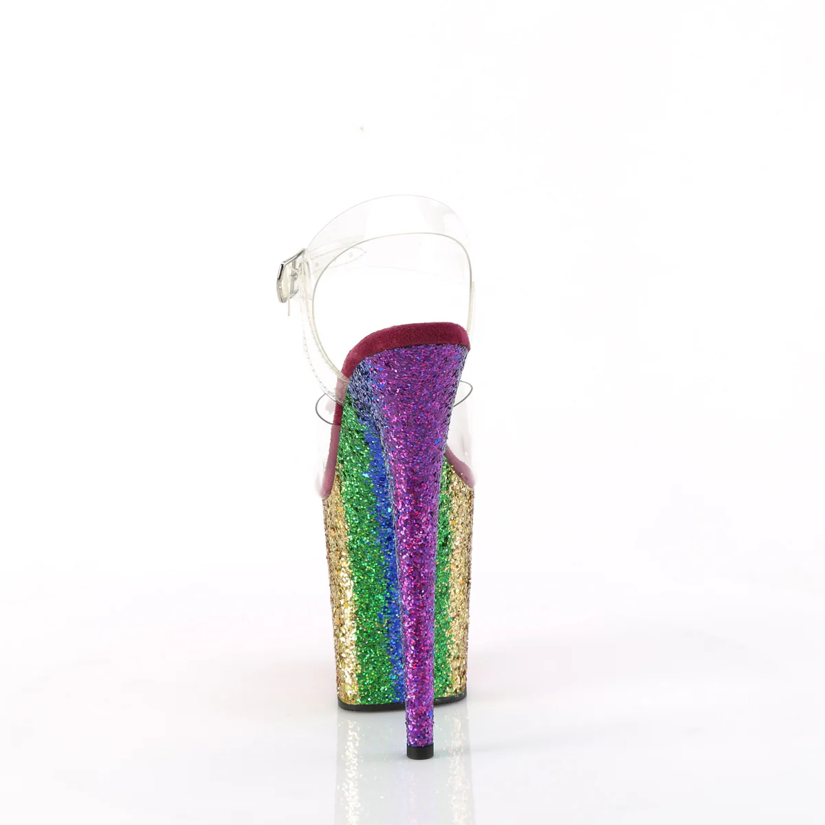 Rainbow Glitter 8 Inch Exotic Dancing Pole Heels - Pleaser FLAMINGO-808RBG - Image 4