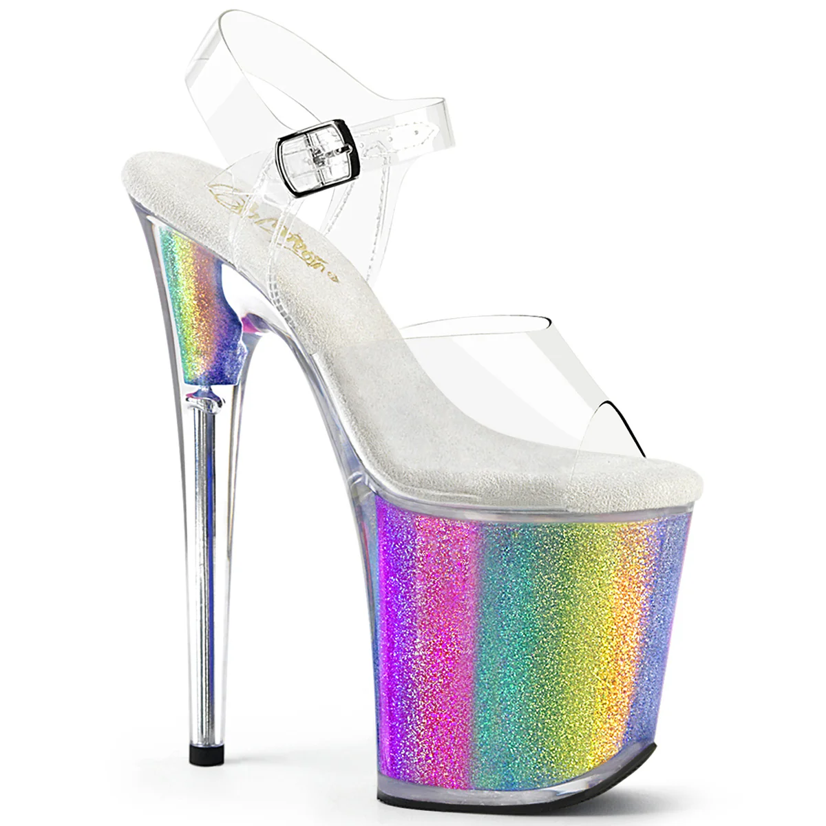 Rainbow Glitter 8 Inch Sexy Platform Pole Heels - Pleaser FLAMINGO-808RG-01