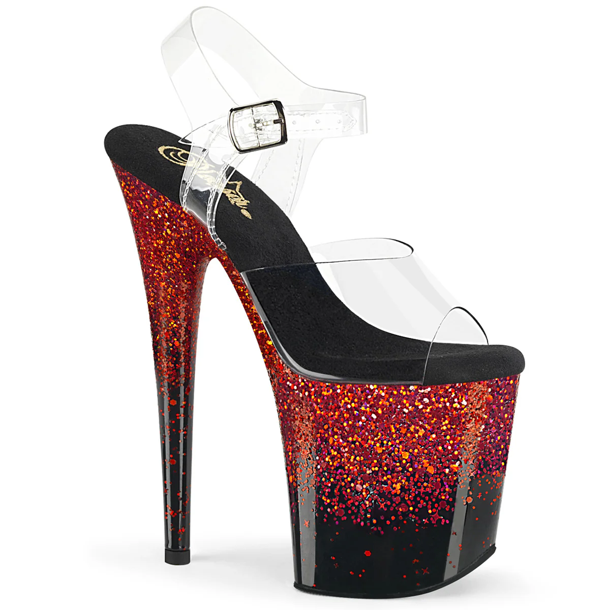 Black Red 8 Inch Platform Sexy Pole Heels - Pleaser FLAMINGO-808SS