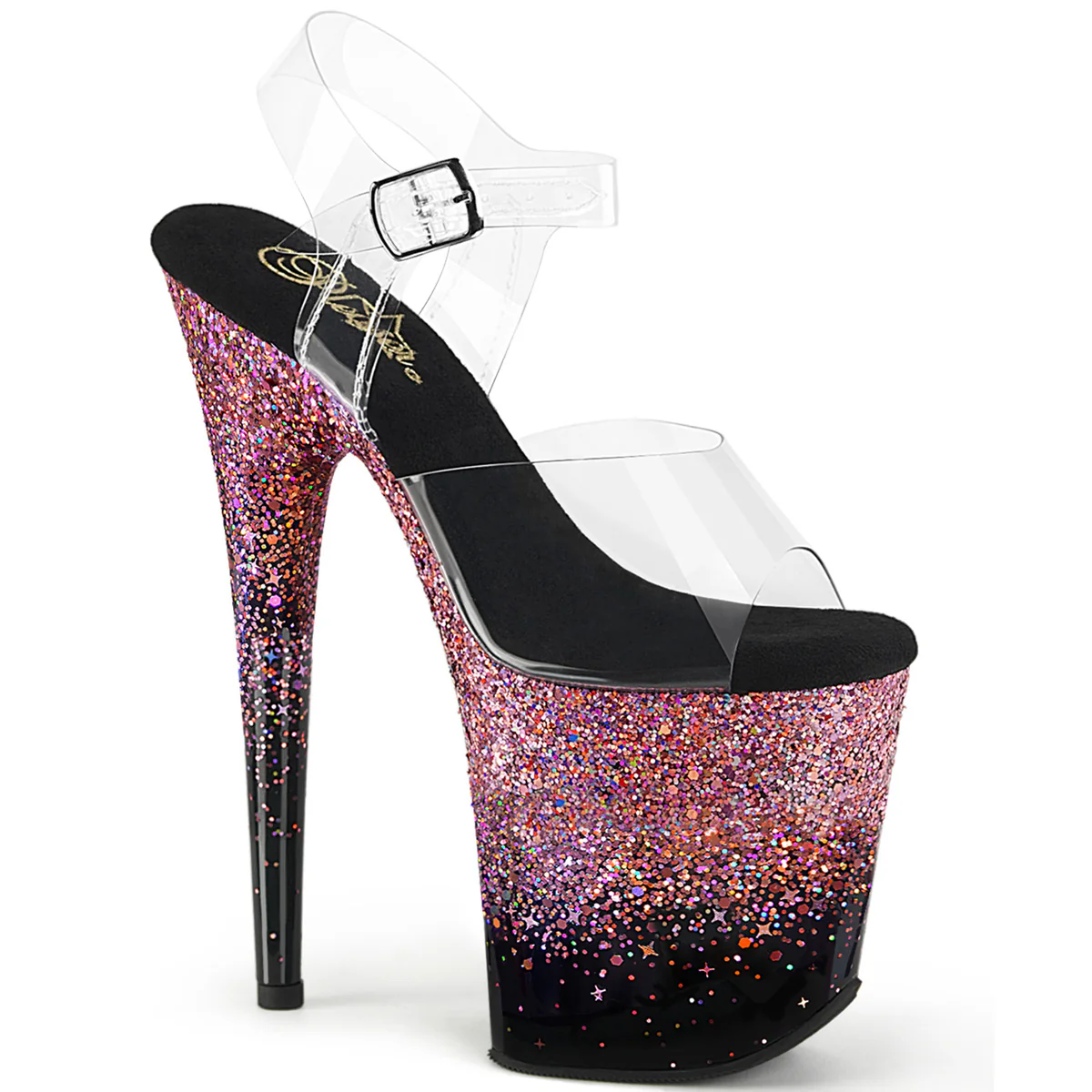 Pink Glitter 8 Inch High Dancers Pole Heels -  Pleaser FLAMINGO-808SS