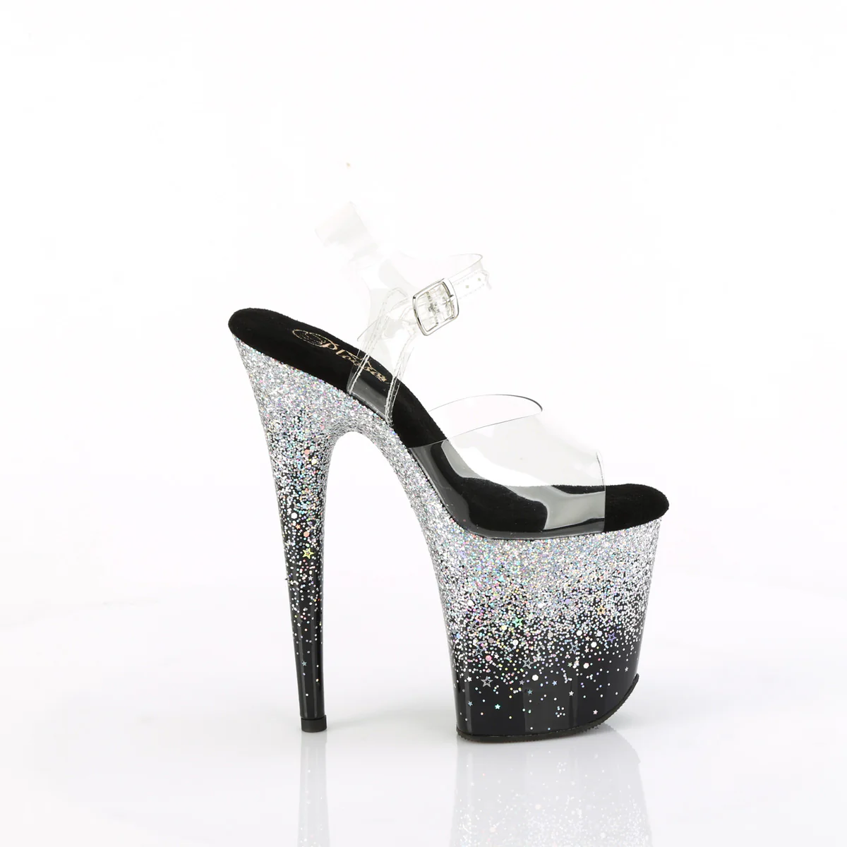 Silver Multi Glitter 8 Inch Statement Dancer Pole Heels -  Pleaser FLAMINGO-808SS - Image 5
