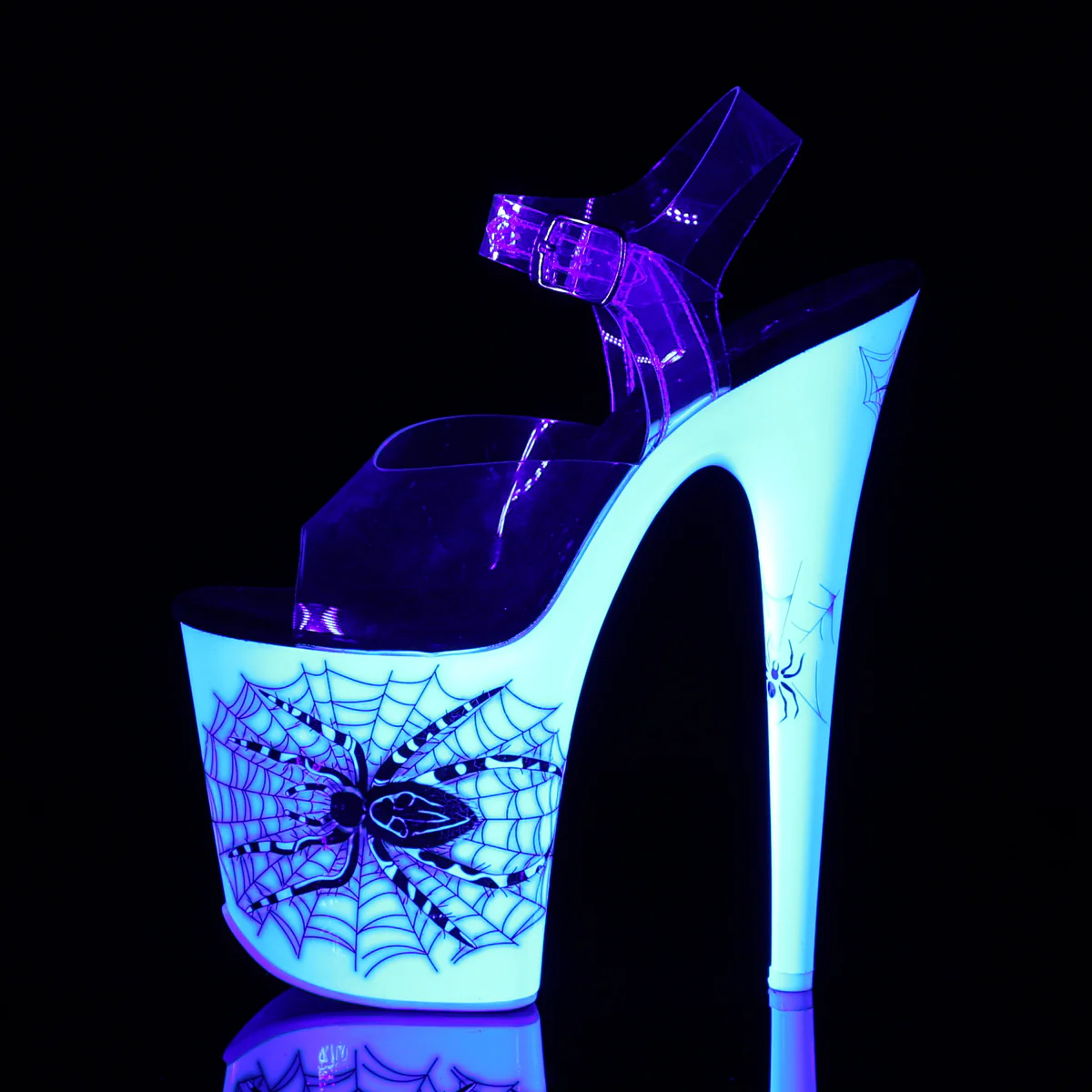 Neon White 8 Inch Exotic Dancing Pole Heels - Pleaser FLAMINGO-808SW - Image 3