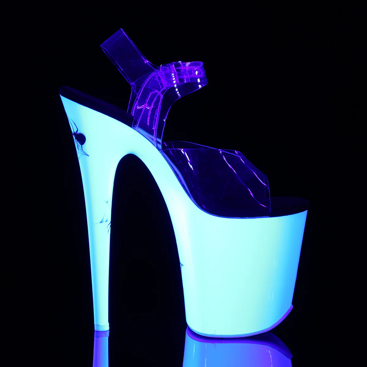 Neon White 8 Inch Exotic Dancing Pole Heels - Pleaser FLAMINGO-808SW - Image 5