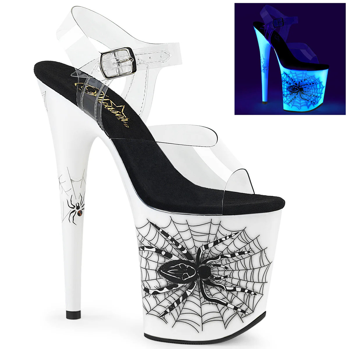 Neon White 8 Inch Exotic Dancing Pole Heels - Pleaser FLAMINGO-808SW - Image 6