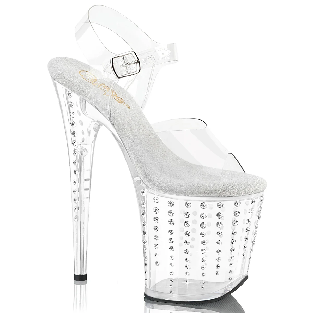 Clear Bling 8 Inch Statement Dancer Pole Heels - Pleaser FLAMINGO-808TDRS