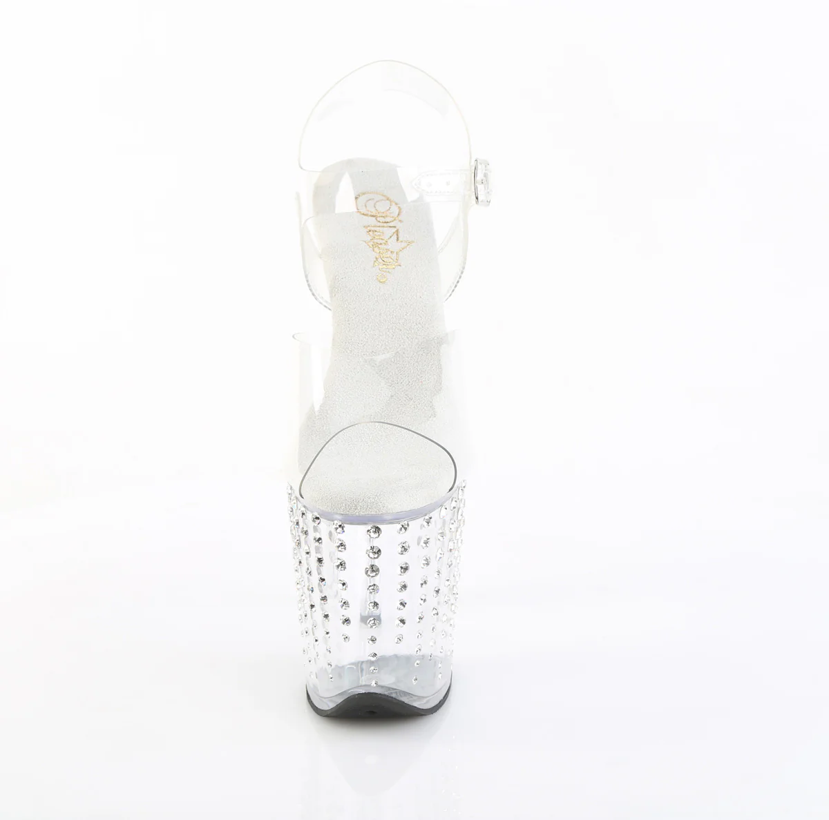 Clear Bling 8 Inch Statement Dancer Pole Heels - Pleaser FLAMINGO-808TDRS - Image 2