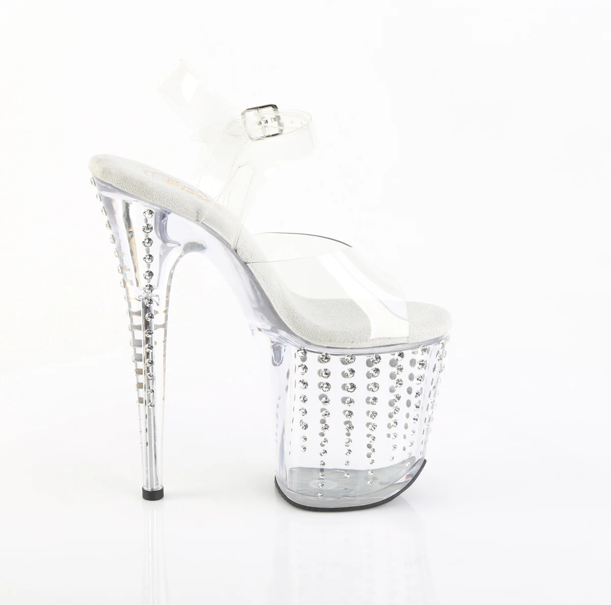 Clear Bling 8 Inch Statement Dancer Pole Heels - Pleaser FLAMINGO-808TDRS - Image 5