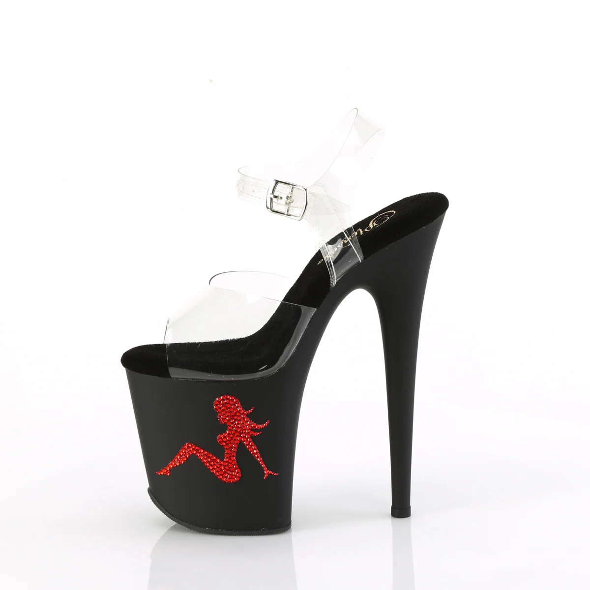 Black Red 8 Inch Performance High Pole Heels - Pleaser FLAMINGO-808TGRS - Image 3