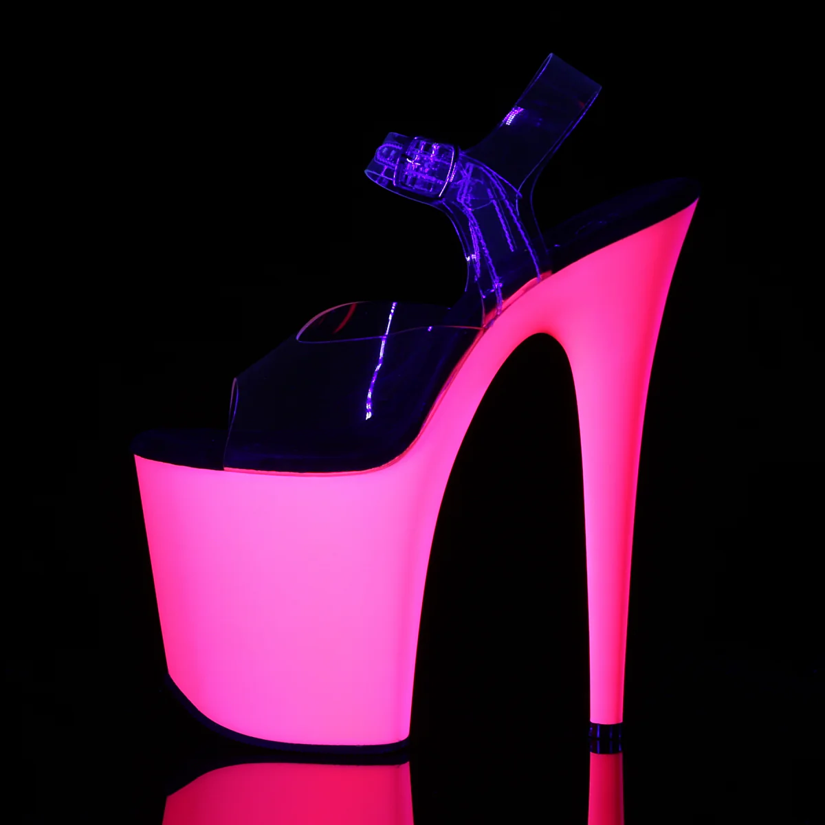 Neon Pink 8 Inch Sexy Platform Pole Heels - Pleaser FLAMINGO-808UV - Image 3
