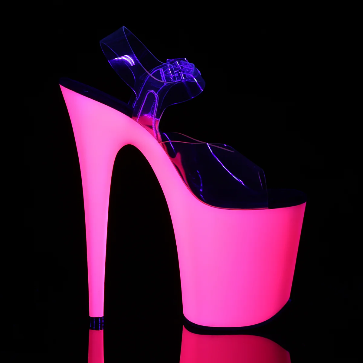 Neon Pink 8 Inch Sexy Platform Pole Heels - Pleaser FLAMINGO-808UV - Image 5