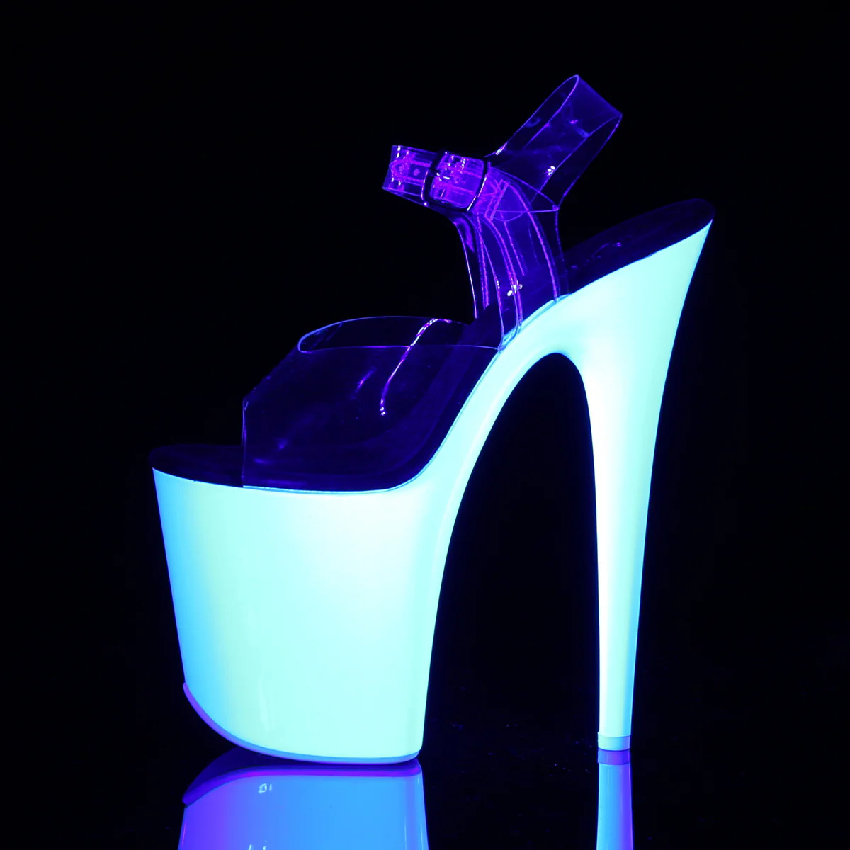 Neon White 8 Inch Sexy Platform Pole Heels - Pleaser FLAMINGO-808UV - Image 3