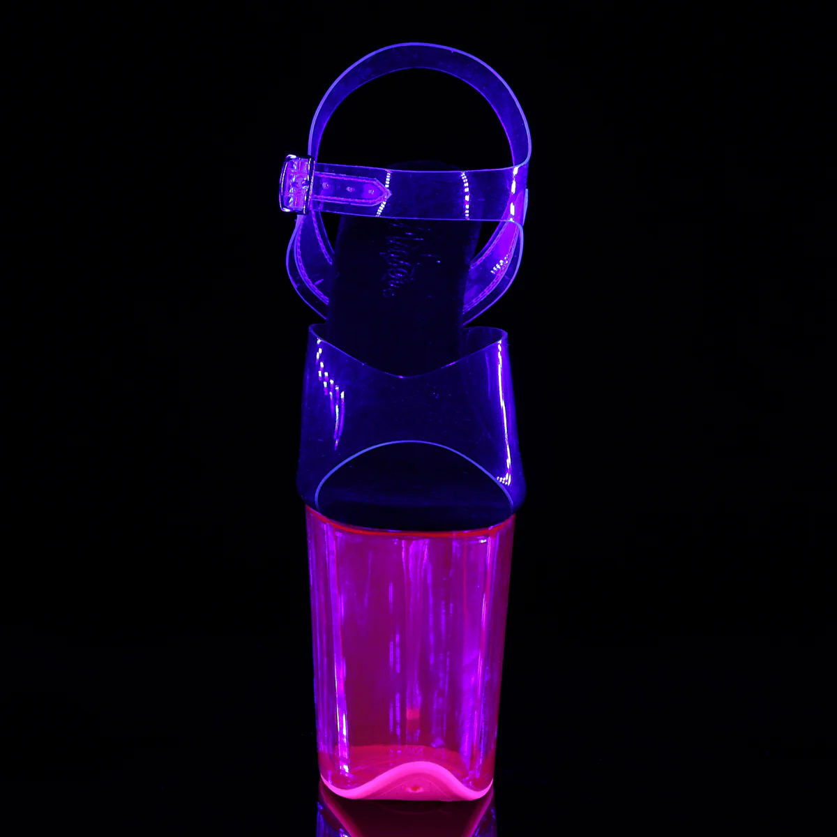 H. Pink 8 Inch High Dancers Pole Heels - Pleaser FLAMINGO-808UVT - Image 2