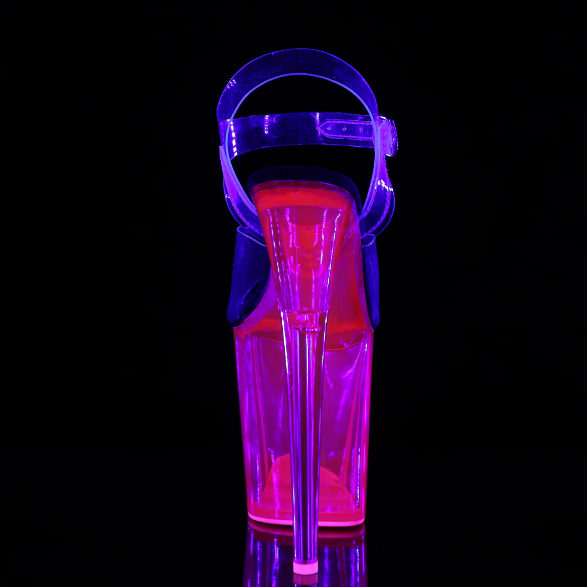 H. Pink 8 Inch High Dancers Pole Heels - Pleaser FLAMINGO-808UVT - Image 4